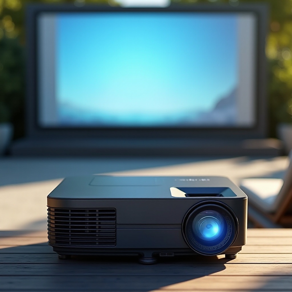 โปรเจคเตอร์กลางแจ้งในเวลากลางวัน